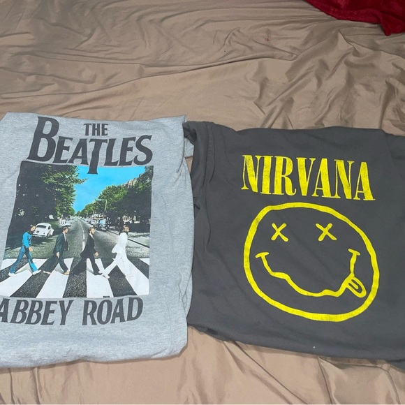 NIRVANA Tops - Beatles and nirvana band T-shirts